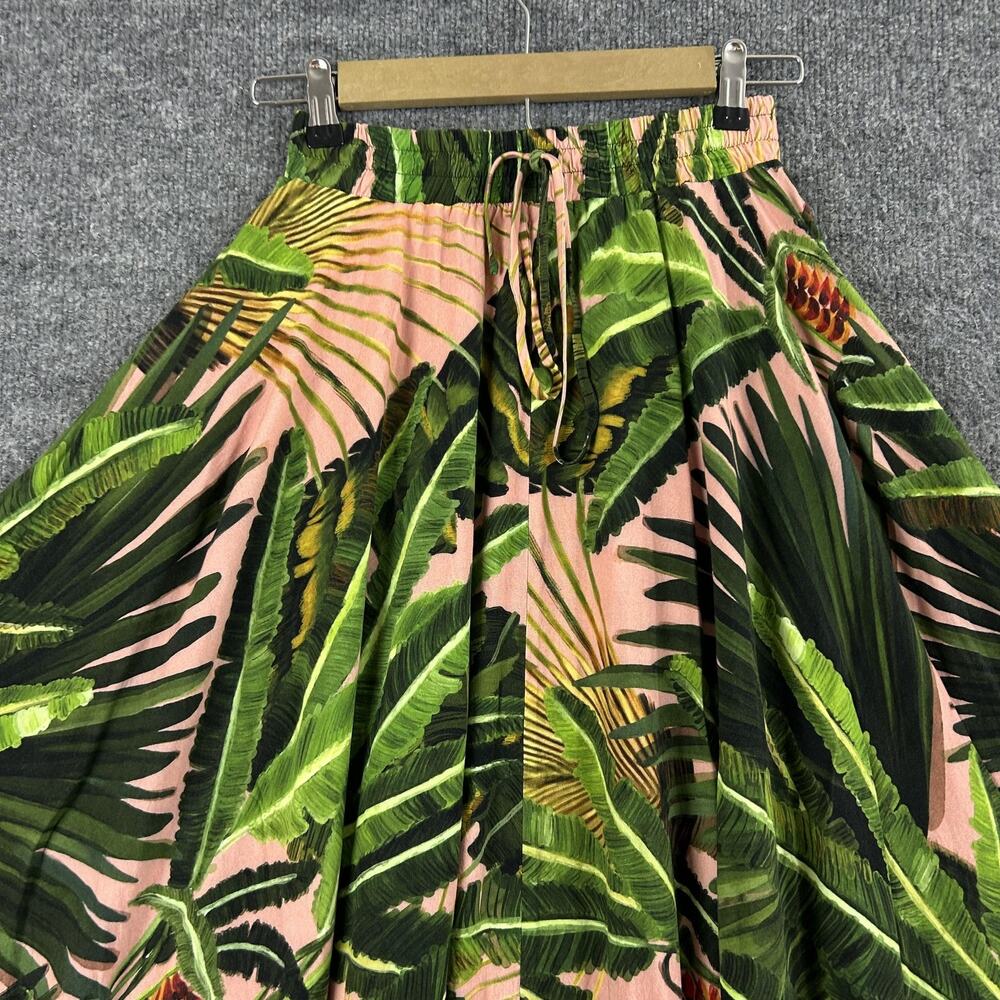 Farm Rio Pants Small Tropical Leaf Harem Relaxed Green Travel Boho Summer Resort - Picture 2 of 11